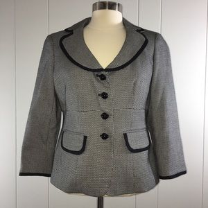 Nine West 3/4 Sleeve Blazer with Black Trim Detail